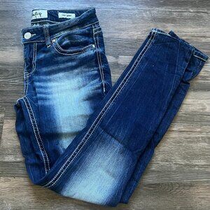 Daytrip Lynx Skinny Jeans Womens 28R Sequin Bedazzled Pockets Worn Acid Wash